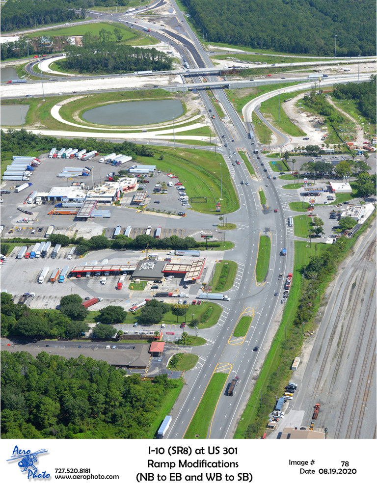 Aerial Photo of construction of I-10 and US 301 Interchange Improvements